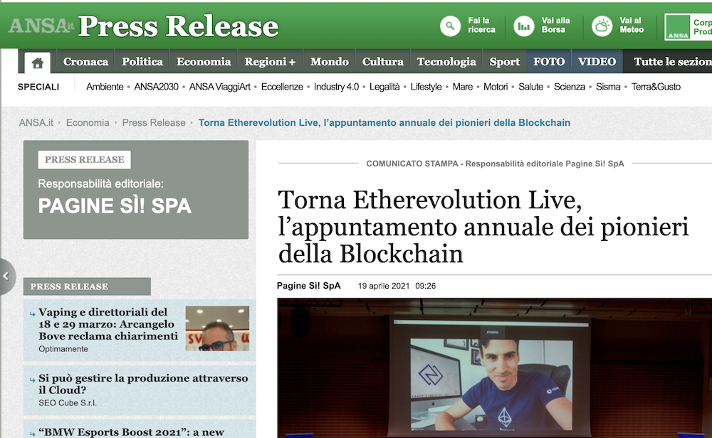 Ansa.it EtherEvolution LIVE 2021